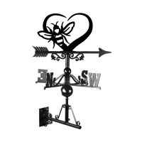 Mounted Cast Iron & Steel Heart & Bumble Bee Weathervane