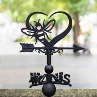 Cast Iron & Steel Weathervane with Heart & Bumble Bee Motif