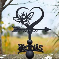 Cast Iron & Steel Heart & Bumble Bee Weathervane