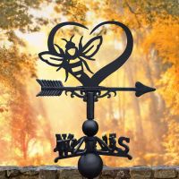 Cast Iron & Steel Heart & Bumble Bee Weathervane in Situ