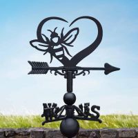 Cast Iron & Steel Weathervane with Heart & Bumble Bee Topper