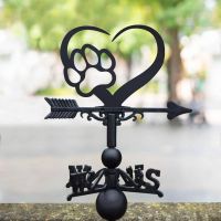 Cast Iron & Steel Weathervane with Heart & Paw Print Design
