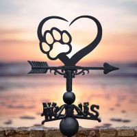 Cast Iron & Steel Heart & Paw Print Weathervane in Situ