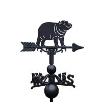 Cast Iron & Steel Hippo Weathervane - Looking Left on White Background
