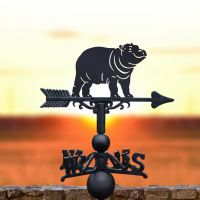 Cast Iron & Steel Hippo Weathervane - Looking Left in Situ