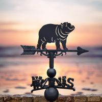 Cast Iron & Steel Weathervane with Hippo Looking Left Topper
