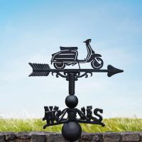 Cast Iron & Steel Lambretta Scooter Weathervane in Situ