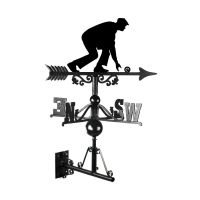 Mounted Cast Iron & Steel Male Bowls Player Weathervane