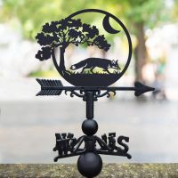 Cast Iron & Steel Weathervane with "Moonlit Fox" Motif