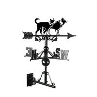 Mounted Cast Iron & Steel Pair of Border Collies Weathervane
