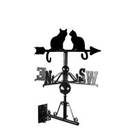 Mounted Cast Iron & Steel Weathervane with a Pair of Cats Topper
