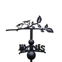 Close-Up of Cast Iron & Steel Pair of Nuthatches Weathervane