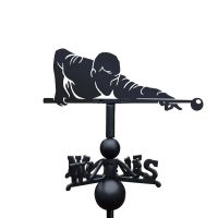 Close-Up of Cast Iron & Steel Snooker Player Weathervane
