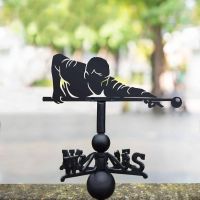 Cast Iron & Steel Snooker Player Weathervane in Situ