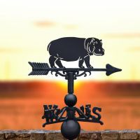 Cast Iron & Steel Standing Hippo Weathervane in Situ