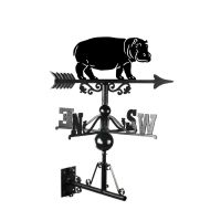 Mounted Cast Iron & Steel Standing Hippo Weathervane