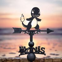 Cast Iron & Steel Weathervane with Unevolved Fire Lizard Character Topper Cast Iron & Steel Weathervane with Unevolved Fire Lizard Character Topper