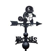 Cast Iron & Steel Unevolved Water Reptile Character Weathervane on White Background