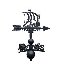 Cast Iron & Steel Viking Ship Weathervane on White Background