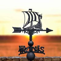 Cast Iron & Steel Weathervane with Viking Ship Topper
