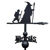 Close-Up of Cast Iron & Steel Wizard & Friend Adventure Weathervane