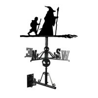 Cast Iron & Steel Wizard & Friend Adventure Weathervane Mounted