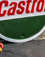 Castrol Oil Classic Vintage Style Cast Iron Sign close up of finish