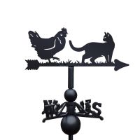 Cat & Chicken Weathervane on White Background