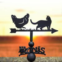 Weathervane with Cat & Chicken at Sunset