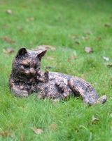 Cat and Kitten in Cast Aluminium Garden Sculpture - Bronze main image