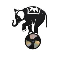 CD Elephant On Ball On White Background