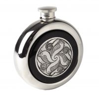 Close-up of the Celtic Birds Design on the Whiskey Flask