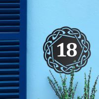 Circular Celtic House Number Sign in Situ