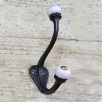 Ceramic Ball Tipped Iron Coat Hook