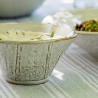 Close-Up of Ceramic "Ithaca" Meze Bowl with Spoon