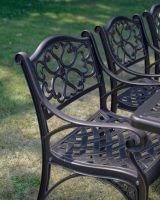 The "Verona " 8-Seater Luxury Garden Dining Set - Antique Copper Seat Close Up No Cushions. Shot In A Garden