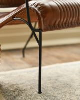 The "Byron" Tan Leather & Wood Armchair Legs