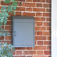 Wide Shot of Wall Mounted Post Box in Grey Finish