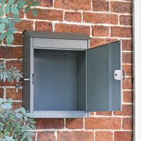 Shot of Open Parcel Box on Charcoal Front Opening Parcel Box