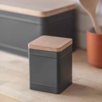Small Charcoal Canister with Beech Wood Lid Small Charcoal Canister with Beech Wood Lid