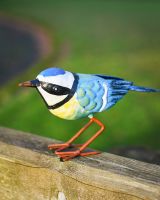 Charming Blue Tit Steel Bird Sculpture Main