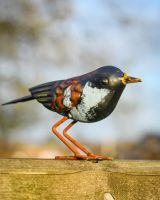 Charming Chaffinch Steel Bird Sculpture Right facing