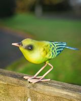 Charming Greenfinch Steel Bird Sculpture High angle