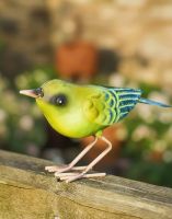 Charming Greenfinch Steel Bird Sculpture Digital Illustration