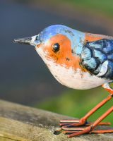 Charming House Sparrow Steel Bird Sculpture Close up head