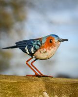 Charming House Sparrow Steel Bird Sculpture right facing