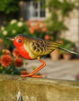 Charming Robbin Steel Bird Sculpture Digital Illustration