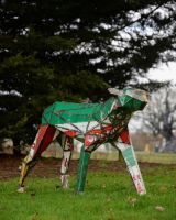 "Diesel" the Cheetah Upcycled Oil Drum Garden Sculpture main image "Diesel" the Cheetah Upcycled Oil Drum Garden Sculpture main image