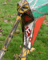 "Diesel" the Cheetah Upcycled Oil Drum Garden Sculpture close up of tail "Diesel" the Cheetah Upcycled Oil Drum Garden Sculpture close up of tail