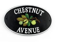 "Chestnut Tree" Cast Iron Effect Oval House Name Sign